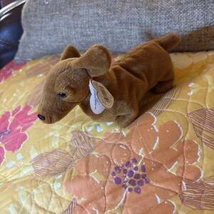 Ty Weenie the Dachshund w/ pvc pellets, Vintage Plush Toy with Original Tags